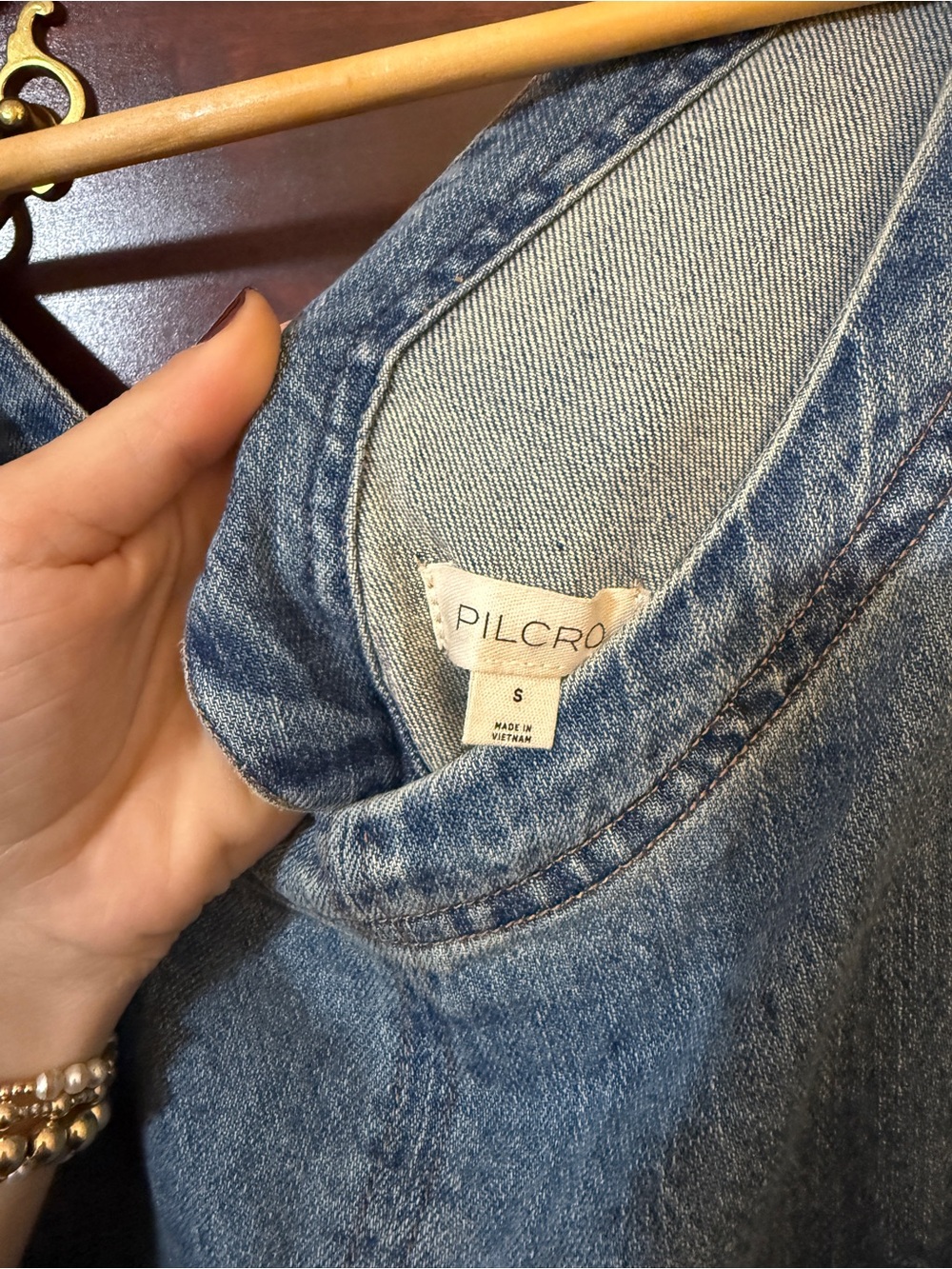 Pilcro Denim Puff-Sleeve Midi Dress - Blue - Picture 2 of 3